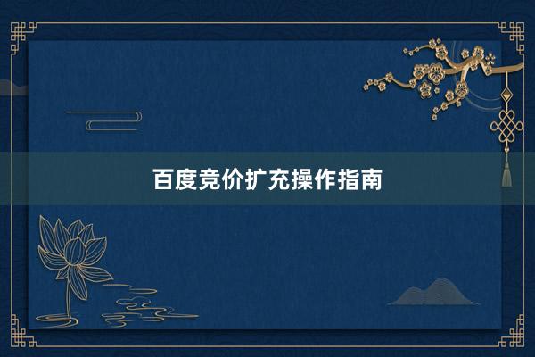 百度竞价扩充操作指南