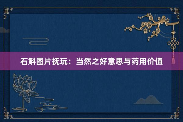 石斛图片抚玩：当然之好意思与药用价值